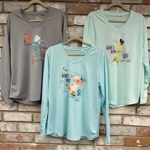 THREE Run Disney Long Sleeved Race Shirts (2)L + (1)XL
